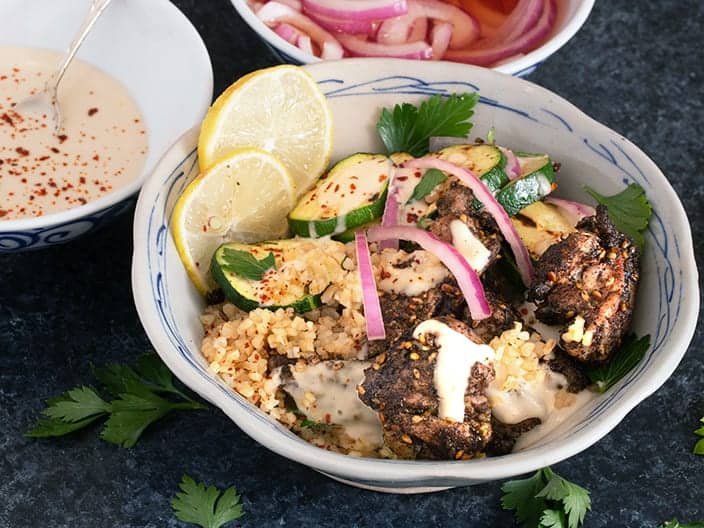 Mediterranean Chicken Meal Prep Bowls with Tahini Dressing