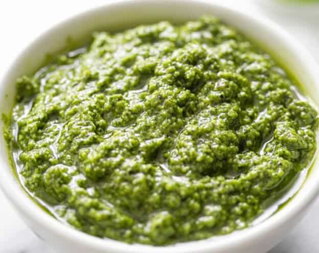 picture of pesto sauce in a bowl