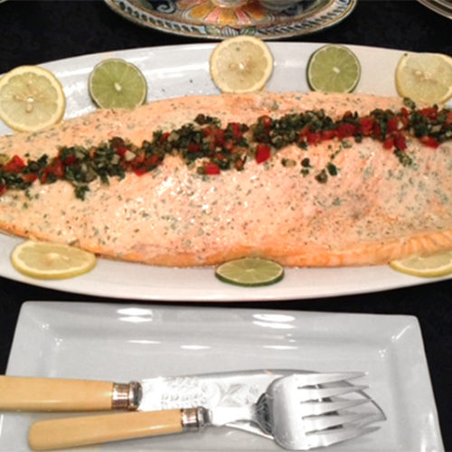 Salmon with lemony tahini