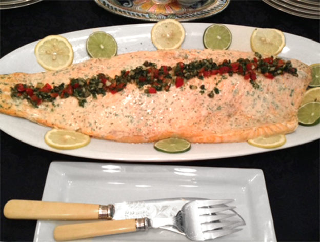 Salmon with lemony tahini