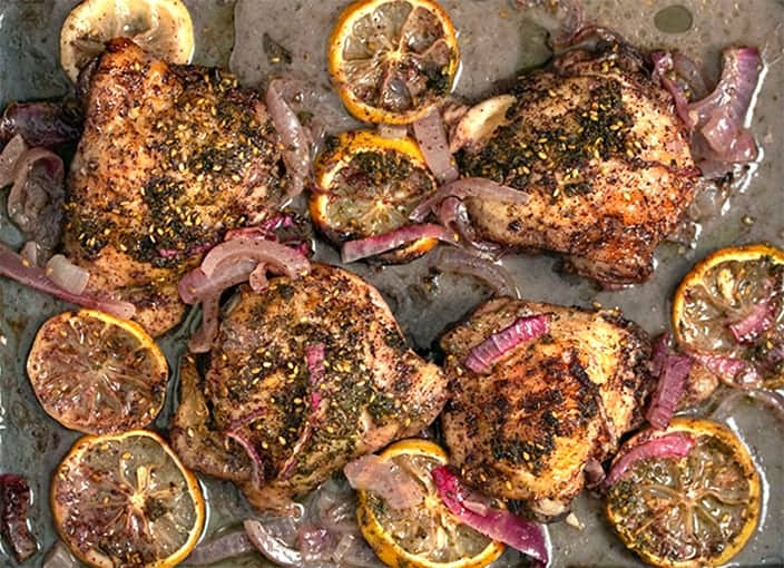 Pan Roasted Chicken Thighs With Zaatar