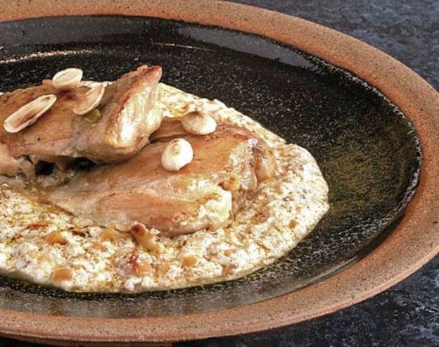 picture of plated chicken with cardamon yoghurt